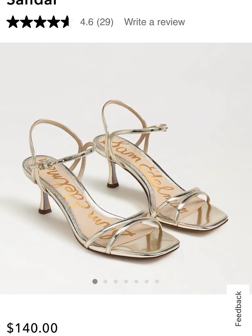 Sam Edelman Presley Strappy Kitten Heel Sandal WORN ONCE